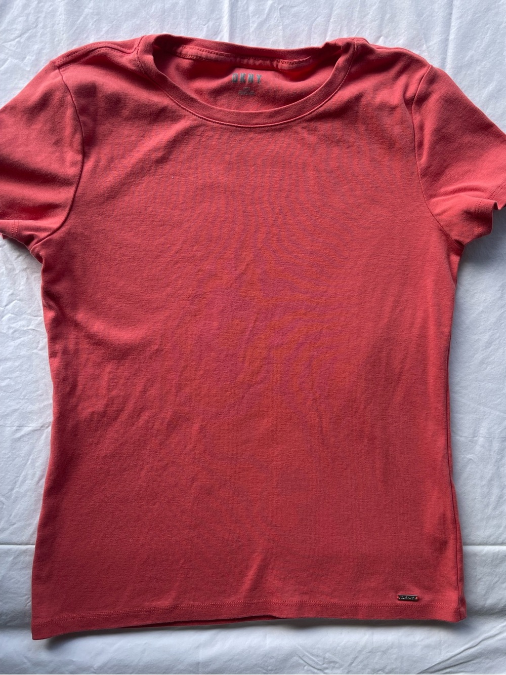 DKNY Short Sleeve Crewneck Tee in Coral